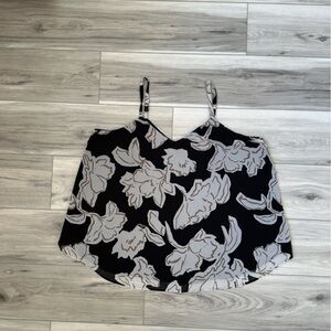 Floral Black and Gray Sleeveless Top